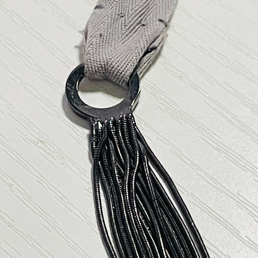 High Carbon Steel Piano Wire 14-Strand Necklace Gray Ribbon - Picture 9 of 10